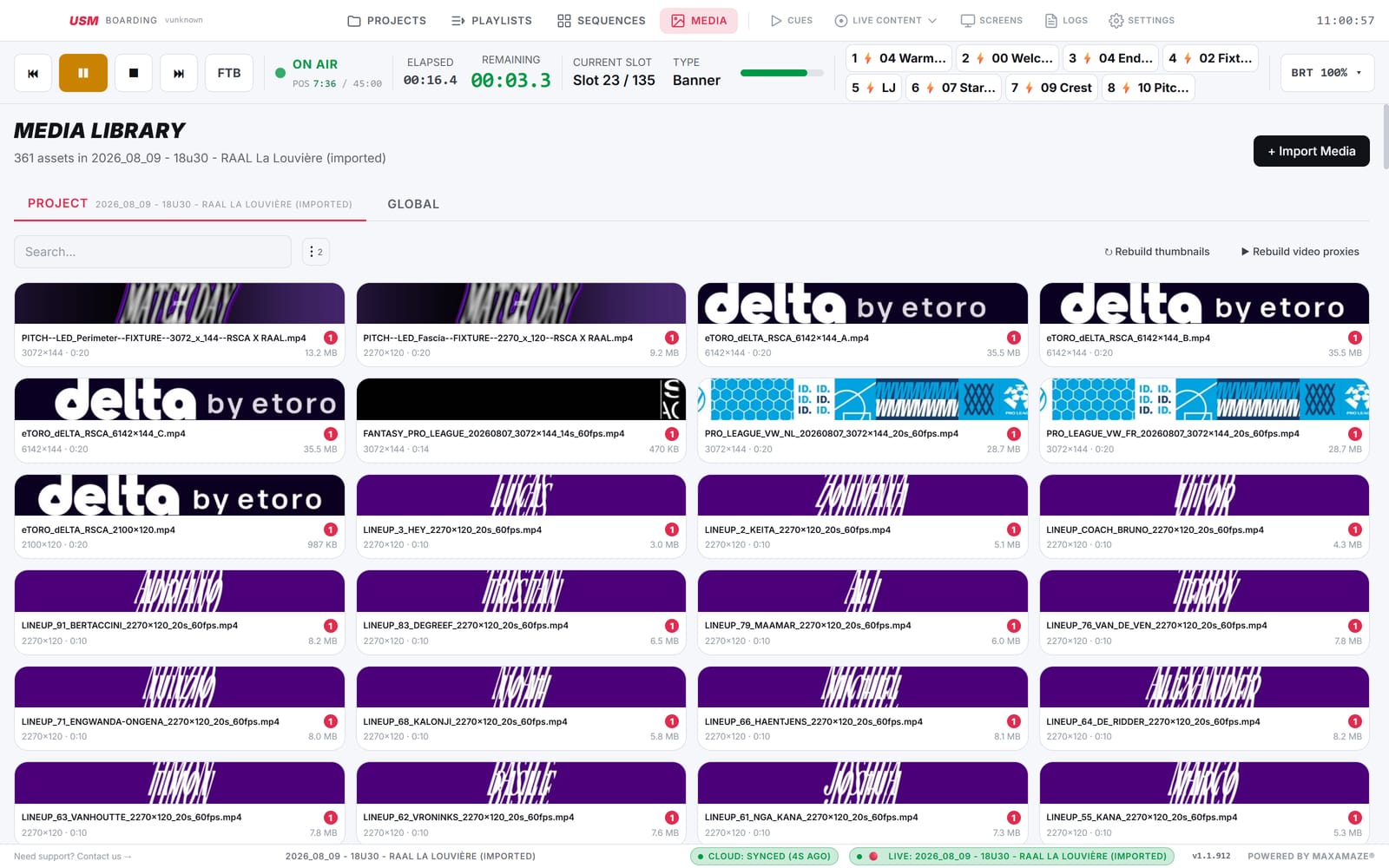 Media library with wide banner preview tiles